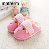 New Brand Children Warm winter Cotton Slippers Kids Cartoon Rabbit Home Furnishing Shoes Baby Boys Girls Indoor Antiskid Slipper