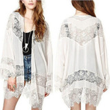 New Brand 2018 Womens Casual Vintage Boho Kimono Cardigan Lace Crochet Chiffon Loose Outwear Blouse Tops Plus Size S-5XL