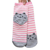 New brand 2017 Hot 3D Animals Striped Cartoon Women Cat Footprints Cotton Socks