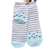 New brand 2017 Hot 3D Animals Striped Cartoon Women Cat Footprints Cotton Socks
