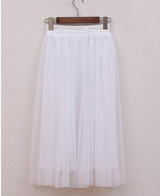 New Arrivals Tulle Skirts Womens 2017 Summer Fashion High Waist Long Skirt Elastic Waist Sun Fluffy Tutu Skirt Jupe Longue Femme