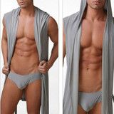 New arrivals men fashion sleeveless ultrathin robe with hood mens bodysuit peignoir homme summer sexy bathrobe long bath robe New arrivals men fashion sleeveless ultrathin robe with hood mens bodysuit peignoir homme summer sexy bathrobe long bath robe