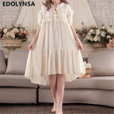 New Arrivals Lace Nightgowns Soft Home Dress Cotton Nightwear Women Sleepwear Solid Sleep Lounge Vintage Nightgown Female #H187