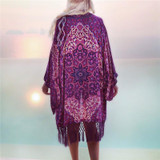 New Arrivals Floral Women Blouse Shirt Kimono Casual Pareo Shirt Beach Print Cover Up Blouses Swimwear Robe de Plage #Z89