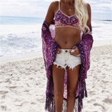 New Arrivals Floral Women Blouse Shirt Kimono Casual Pareo Shirt Beach Print Cover Up Blouses Swimwear Robe de Plage #Z89