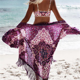 New Arrivals Floral Women Blouse Shirt Kimono Casual Pareo Shirt Beach Print Cover Up Blouses Swimwear Robe de Plage #Z89
