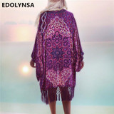 New Arrivals Floral Women Blouse Shirt Kimono Casual Pareo Shirt Beach Print Cover Up Blouses Swimwear Robe de Plage #Z89