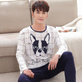 New Arrivals 2017 Lovers pajamas women long-sleeved spring thin pajama sets men pure couple pajamas for men set sleepwear suit