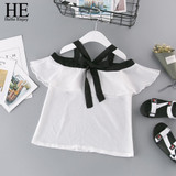 HE Hello Enjoy Summer Girls Clothes Sets Children's Clothing Fashion Girl Shirt Top+Striped Shorts Suits 2018 Kids Clothing 2pcs