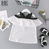 HE Hello Enjoy Summer Girls Clothes Sets Children's Clothing Fashion Girl Shirt Top+Striped Shorts Suits 2018 Kids Clothing 2pcs