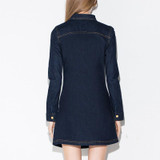 HDY Haoduoyi Womens Vintage Slim denim ling sleeve Mini Dress Pockets Fashion Lady Short Dresses for wholesale Women Vestidos