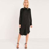 HDY Haoduoyi Women Summer Floral Embroidery Split Shirt Dress Casual Button Down Vestido Long Vintage Evening Party Dress