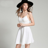 HDY Haoduoyi Women Dress Sexy Braces Dress Casual Party Dress Lace Angle Wings Beach Dress Solid Backless Mini Dress Vestidos
