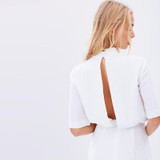 HDY Haoduoyi White Backless A-Line Dresses Hollow Out Mini Dress Female Cute Elegant Casual Slim Dresses Ladies Vestidos