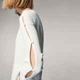 HDY Haoduoyi Solid White Sweet Fashion Women Shirts Long Sleeve O-neck Split Hollow Out Buttons Female Blouses Elegant Tops