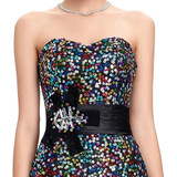 Grace Karin Colorful Sequins Black Mermaid Evening Dress 2017 Tulle Peacock Dress Formal Party Gowns vestido de festa longo 6026