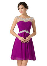 Grace Karin Cocktail Dresses Cap Sleeve Short Robe De Cocktail Party Gowns Beaded Chiffon Sexy Mini Special Occasion Dress 2017