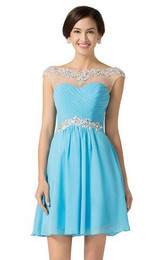 Grace Karin Cocktail Dresses Cap Sleeve Short Robe De Cocktail Party Gowns Beaded Chiffon Sexy Mini Special Occasion Dress 2017