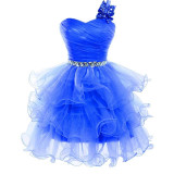 Grace Karin Cocktail Dresses Blue White Purple Pink Gray Back To School Bow One Shoulder Formal Gowns Short Cocktail Party Dress