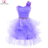 Grace Karin Cocktail Dresses Blue White Purple Pink Gray Back To School Bow One Shoulder Formal Gowns Short Cocktail Party Dress