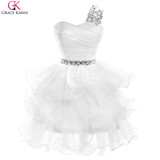 Grace Karin Cocktail Dresses Blue White Purple Pink Gray Back To School Bow One Shoulder Formal Gowns Short Cocktail Party Dress