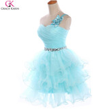 Grace Karin Cocktail Dresses Blue White Purple Pink Gray Back To School Bow One Shoulder Formal Gowns Short Cocktail Party Dress