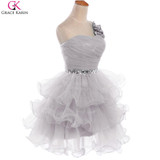 Grace Karin Cocktail Dresses Blue White Purple Pink Gray Back To School Bow One Shoulder Formal Gowns Short Cocktail Party Dress