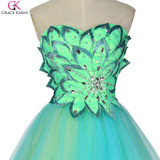 Grace Karin Cocktail Dresses 2017 Sweetheart Backless Prom Dress Party Dress Knee Length Turquoise Robe De Cocktail Gowns