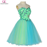 Grace Karin Cocktail Dresses 2017 Sweetheart Backless Prom Dress Party Dress Knee Length Turquoise Robe De Cocktail Gowns