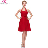 Grace Karin Cocktail Dresses 2017 Chiffon Halter Sleeveless Backless Short Formal Cocktail Party Special Occasion Dresses Summer