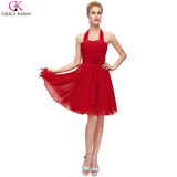 Grace Karin Cocktail Dresses 2017 Chiffon Halter Sleeveless Backless Short Formal Cocktail Party Special Occasion Dresses Summer