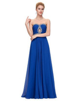 Grace Karin Bridesmaid Dresses Long Blue Cheap Wedding Party Dress Floor Length Chiffon Beading Bridemaids Dresses 2017