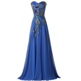 Grace Karin Black Prom Dresses Chiffon Peacock Appliques Plus Size Elegant Formal Gowns Purple Long Wedding Party Dress Prom