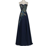 Grace Karin Black Prom Dresses Chiffon Peacock Appliques Plus Size Elegant Formal Gowns Purple Long Wedding Party Dress Prom