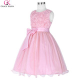 Grace Karin 3D Flower Girl Dresses Children Party Kids Clothes Toddler Bowknot Princess Ball Gowns Pageant Communion Dress Frock