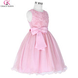 Grace Karin 3D Flower Girl Dresses Children Party Kids Clothes Toddler Bowknot Princess Ball Gowns Pageant Communion Dress Frock