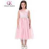 Grace Karin 2017 Tank Pageant Dresses For Little Girls Ivory Pink Sleeveless Crinoline Flower Girl Dress For First Communion