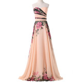 Grace Karin 2017 Robe De Soiree Chiffon Flower Printed Evening Dresses Mixed Style Floor Length Party Gown Formal Prom Dress