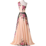 Grace Karin 2017 Robe De Soiree Chiffon Flower Printed Evening Dresses Mixed Style Floor Length Party Gown Formal Prom Dress