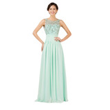 Grace Karin 2017 Mint Green Elegant Long Evening Dresses Floor Length Beading Formal Dress Backless Chiffon Evening Gowns GK7532