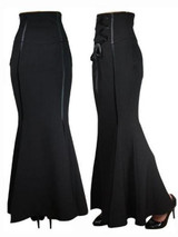 Gothic Long Skirt Women Black Summer Gray Lace-up Slim Trumpet Sheath Casual Vintage Bottom Female Gothic Retro Mermaid Skirts