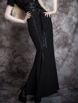 Gothic Long Skirt Women Black Summer Gray Lace-up Slim Trumpet Sheath Casual Vintage Bottom Female Gothic Retro Mermaid Skirts