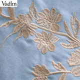 Vadim elegant floral embroidery denim loose long shirts long sleeve blouses ladies office wear oversized tops blusas LT2805