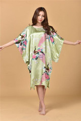 V1686 2016 Extra Large Butterfly Sleeves Women Nightgowns Printed,New Arrival Elegant Sleepshirts,Female Silk Nightwear
