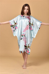 V1686 2016 Extra Large Butterfly Sleeves Women Nightgowns Printed,New Arrival Elegant Sleepshirts,Female Silk Nightwear
