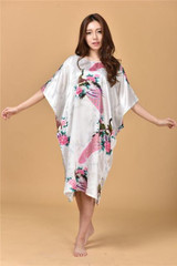 V1686 2016 Extra Large Butterfly Sleeves Women Nightgowns Printed,New Arrival Elegant Sleepshirts,Female Silk Nightwear