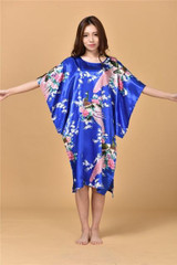 V1686 2016 Extra Large Butterfly Sleeves Women Nightgowns Printed,New Arrival Elegant Sleepshirts,Female Silk Nightwear