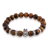 V.YA Animal Charms Bracelets for Men Women Natural Stone Jewelry with Crystal Woman's Man's Lion Bracelet Bangle Beads Bangles