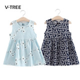 V-TREE summer baby girls dress sleeveless children kids dress cotton sundress for girl fashion clothes 18M-6Year