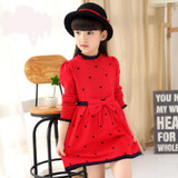 V-TREE Kids autumn and winter woolen girl dress thicken winter dress long sleeve casual dress kids clothes children clothing